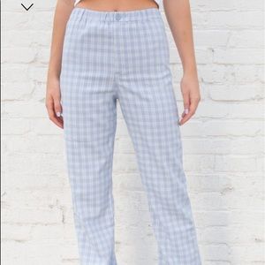 Brandy Melville “Tilden High Rise Pants” NWOT (light blue/white plaid)